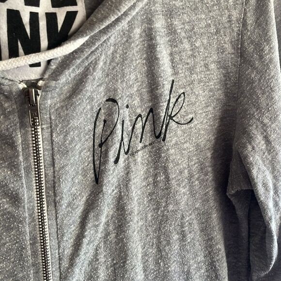 PINK VICTORIA’s SECRET SIZE LARGE LIGHTWEIGHT ZIP UP HOODIE - Picture 5 of 7